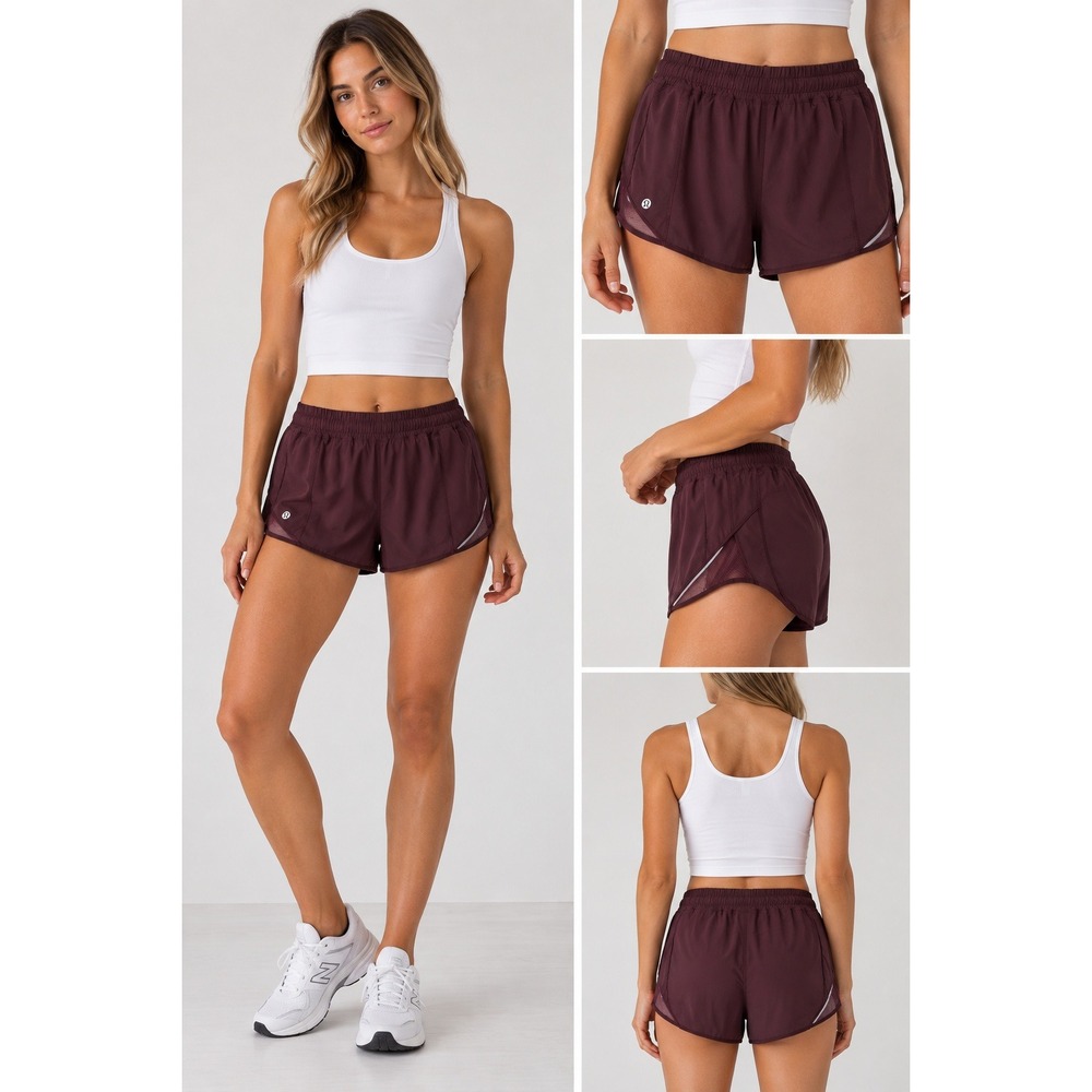 Lululemon Hotty Hot Short 4 Inch Lined Womens Size 4 Tall Maroon Wine Running